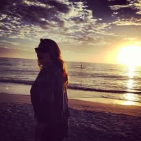 Silhouette at sunset on the beach